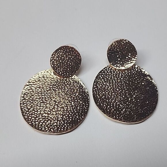 Golden Disc Dangle Drop Womens Earrings - Picture 1 of 3